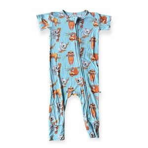 Bums & Roses Baby Blue Sloth Koala Bamboo Jumpsuit 9-12 Months